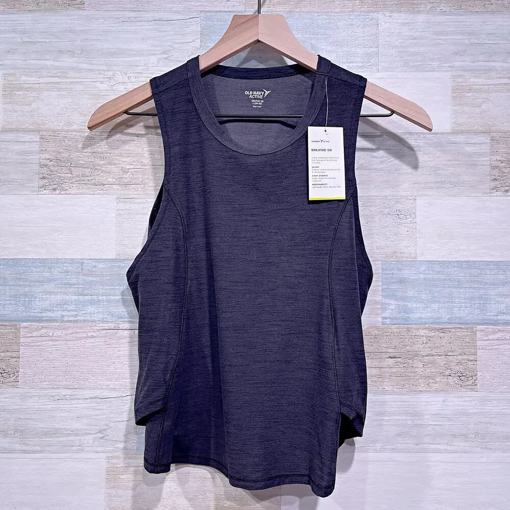 OLD NAVY Active Breathe On Tech Tank Top Black Go Dry Gym Girls Large 10 12